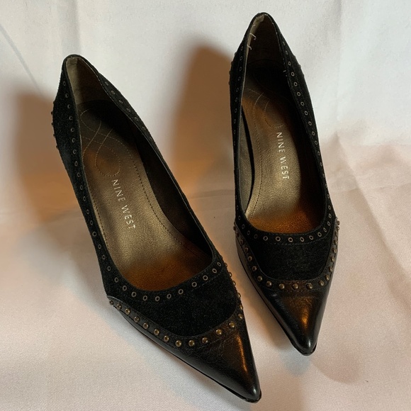 Sublime Nine West Black Studded Heels! - Picture 1 of 7
